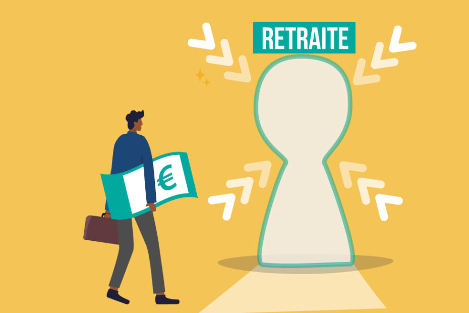 Image illustrative d'un travailleur se dirigeant vers la retraite avec un chèque sous le bras